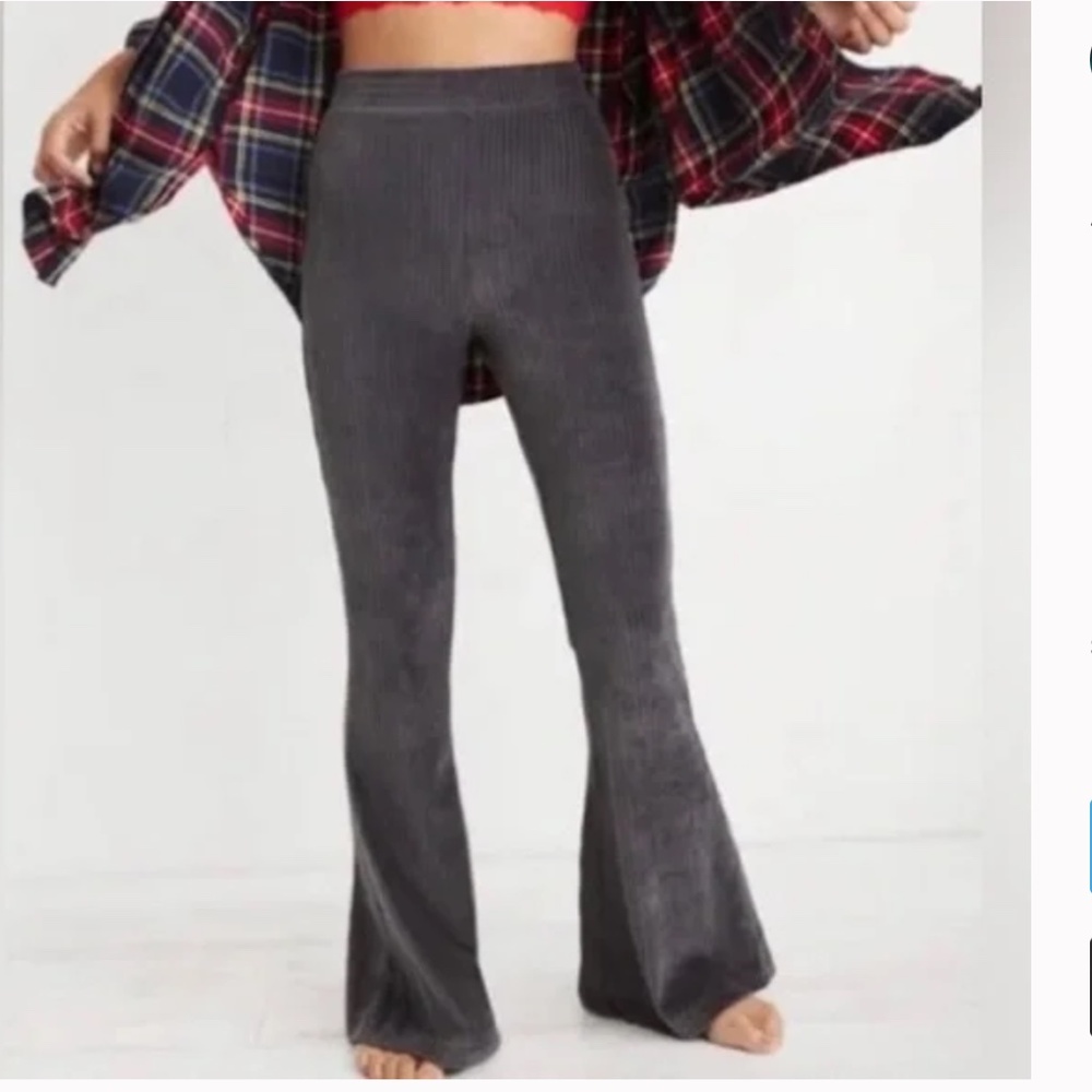 Aerie Groove On Velour Rib Flared High Rise Pants Size Women's size XL